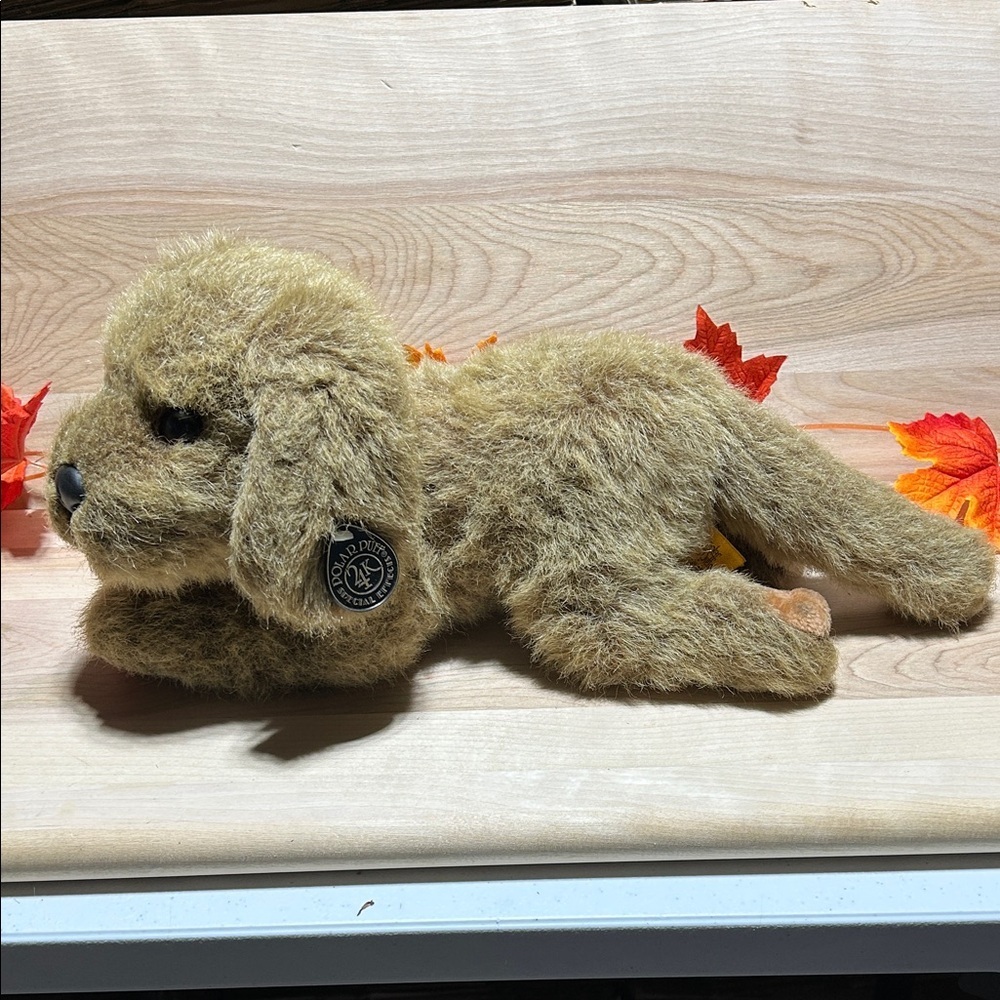 VINTAGE 24K POLAR PUFF DOG BROWN STUFFED ANIMAL PLUSH 14" with red collar 1993 - Picture 2 of 7